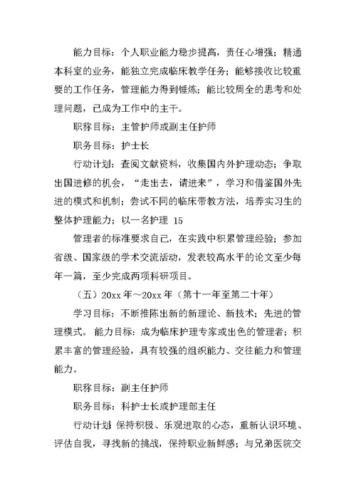 护理大学生职业生涯规划书