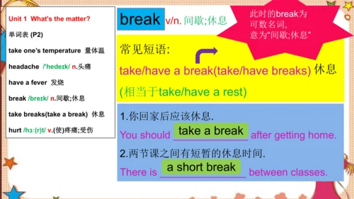 人教版八下Unit 1 What's the matter? SectionA词汇精讲课件