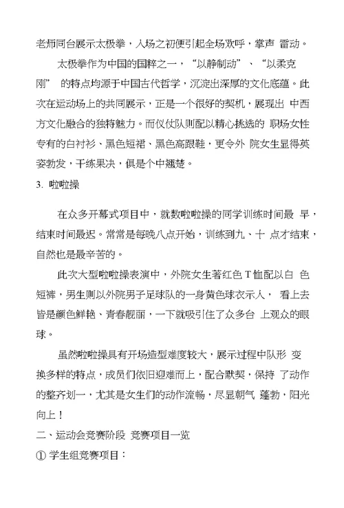 运动会,承办工作情况汇报