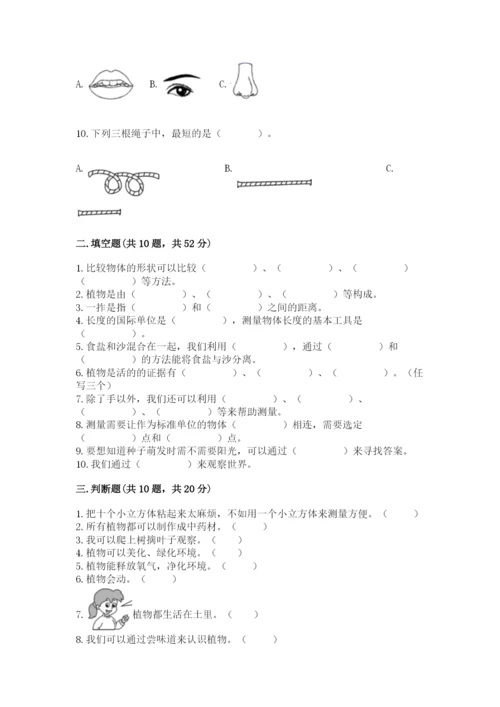 教科版一年级上册科学期末测试卷及答案【新】.docx