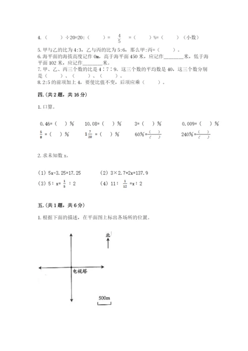 小学六年级数学摸底考试题附答案（考试直接用）.docx