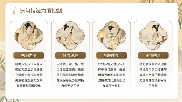棕色系中国风关于演奏古筝教学计划主题PPT模板