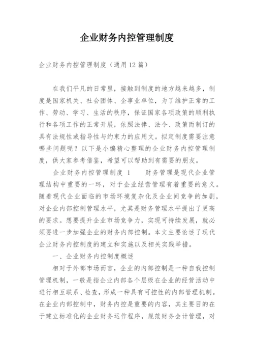 企业财务内控管理制度.docx