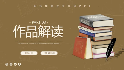 作家莫言读书PPT模板