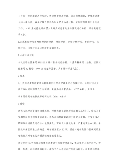 急诊护理路径对急性心肌梗死抢救效果分析.docx