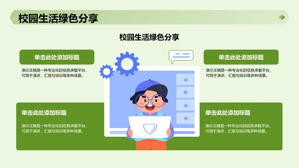 绿色插画风军训心得体会分享PPT