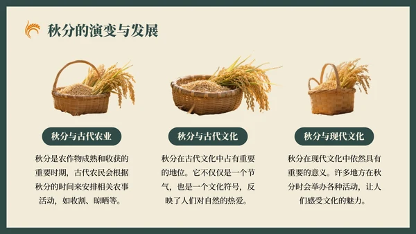 绿色复古风秋分节气的历史文化习俗PPT模板