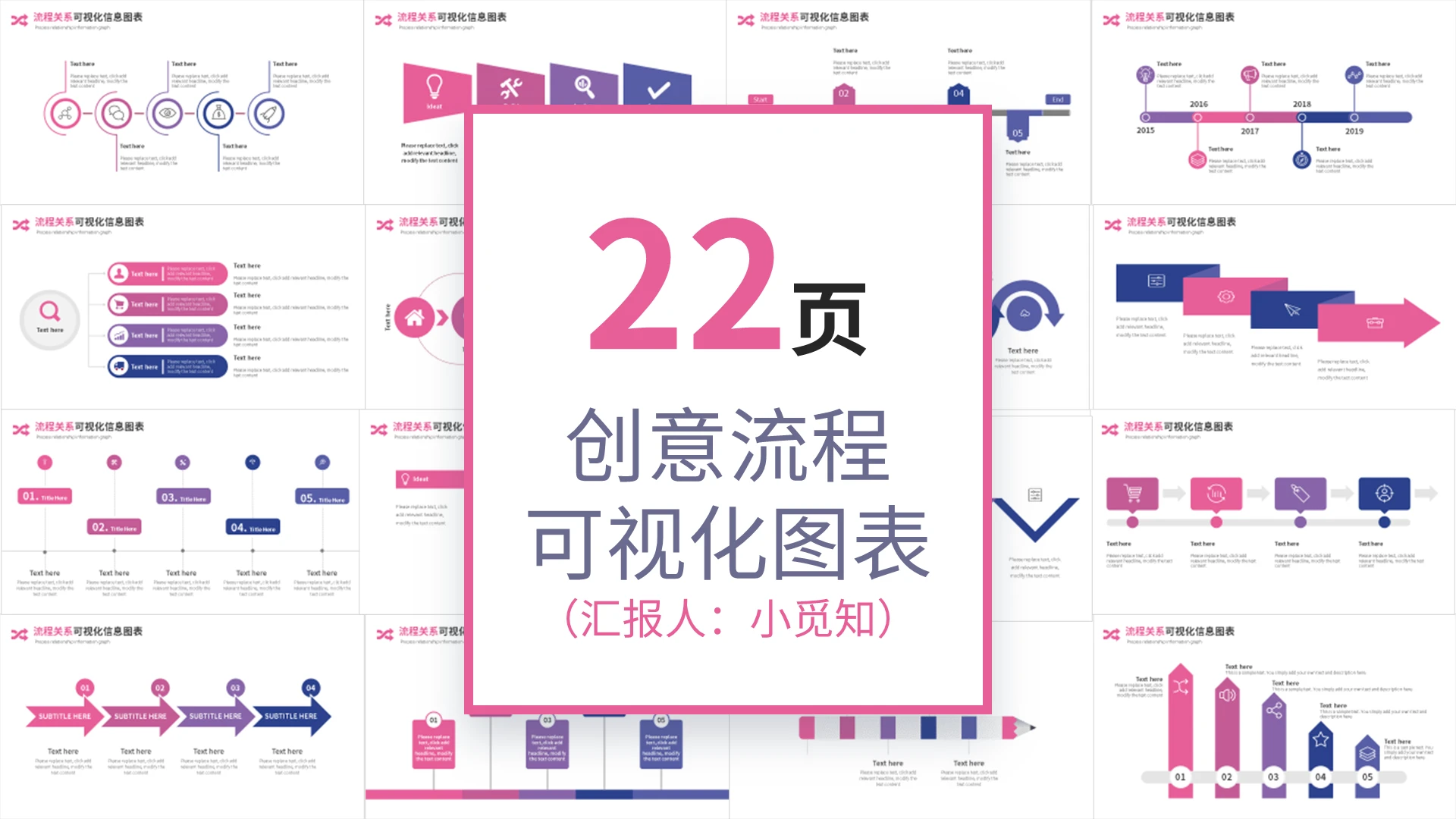 紫色创意流程可视化图表PPT模板宣传PPT动态PPT流程图