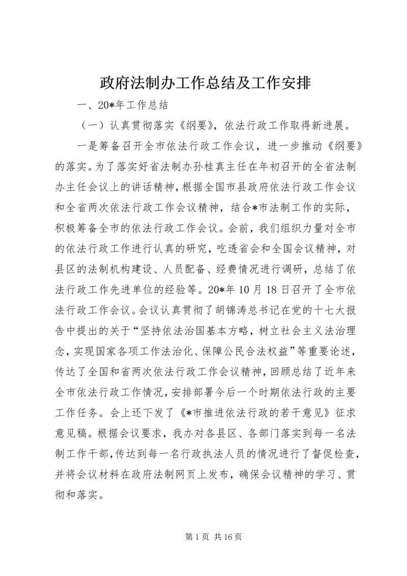 政府法制办工作总结及工作安排.docx