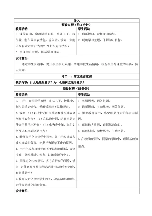 10.2 法律与我们同行 教学设计
