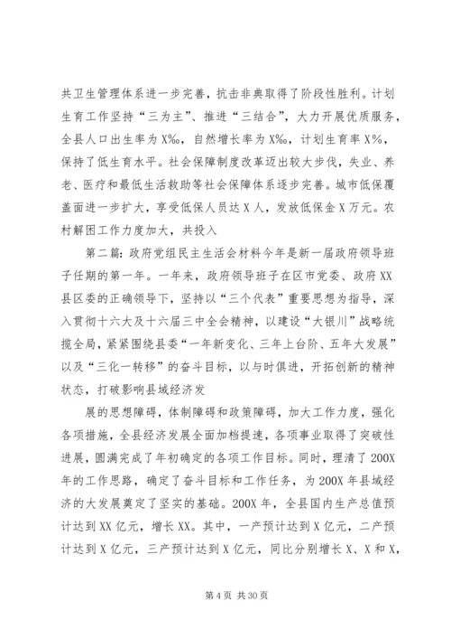 政府党组民主生活会材料.docx
