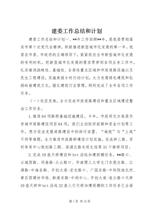 建委工作总结和计划.docx