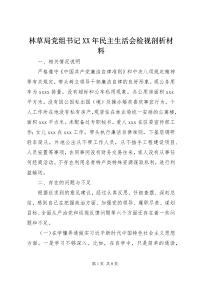 林草局党组书记XX年民主生活会检视剖析材料.docx