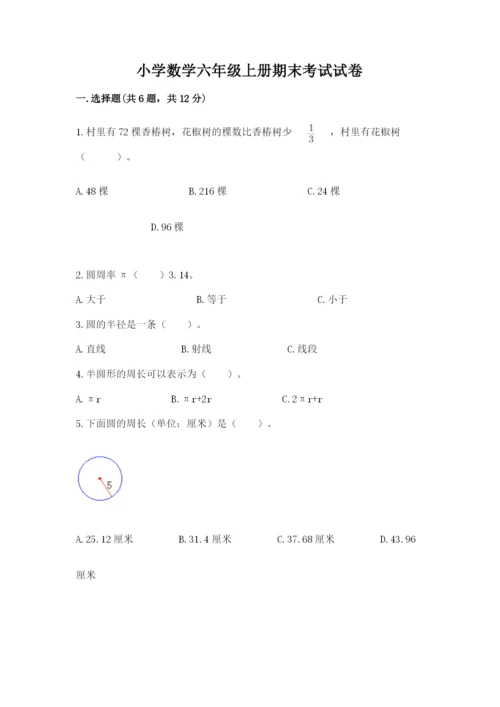 小学数学六年级上册期末考试试卷附参考答案【能力提升】.docx