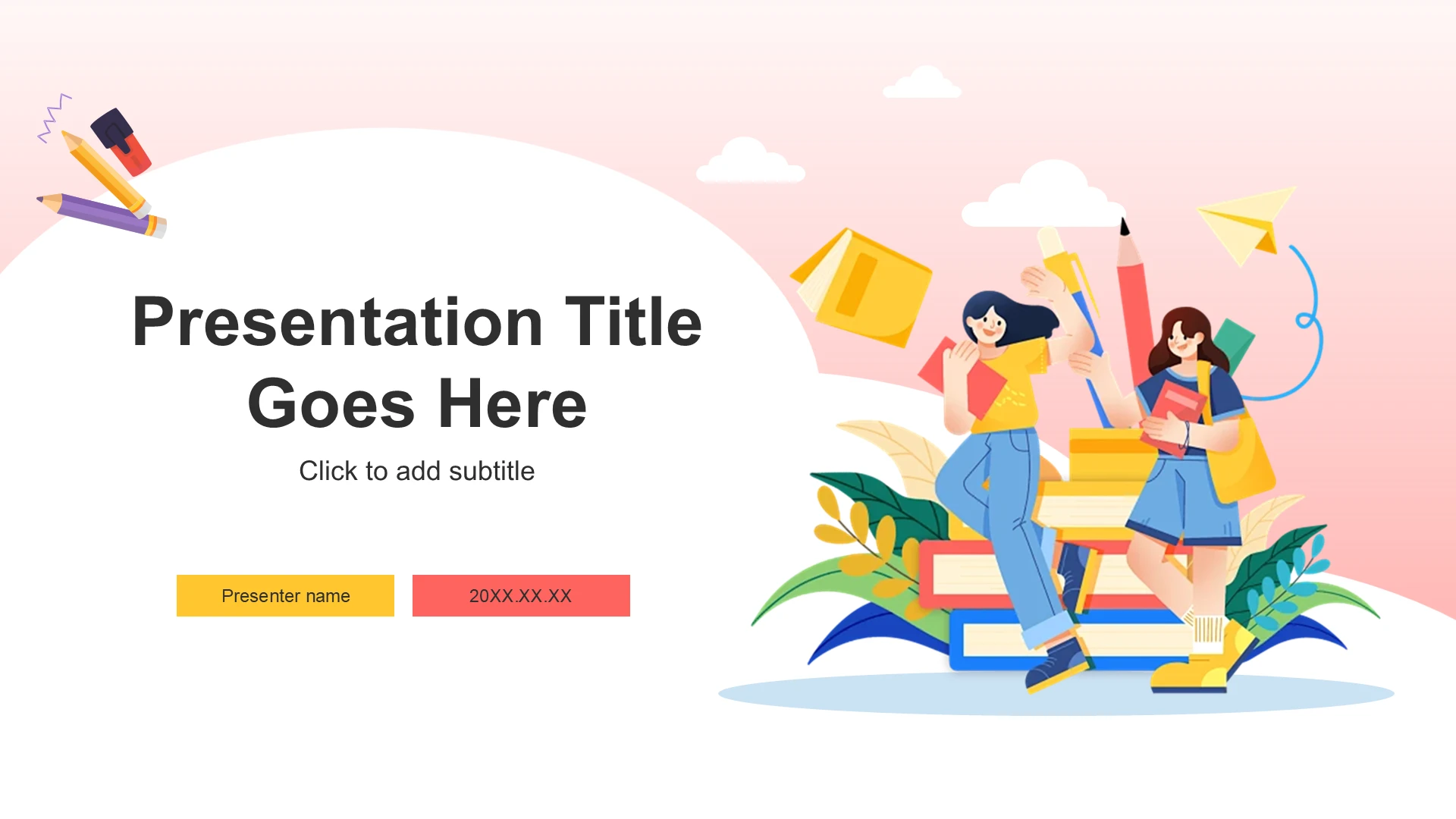 红色插画风高中开学第一课PPT主题