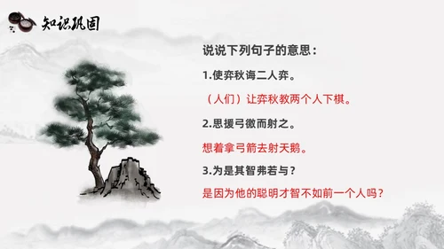黑白古风人教版语文学弈说课课件PPT模板六年级语文下册课件