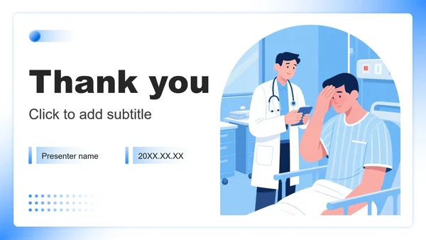 蓝色渐变插画风医院疾病科普活动策划PPT主题模板