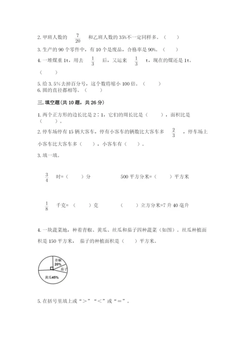 2022人教版六年级上册数学期末测试卷及答案【典优】.docx