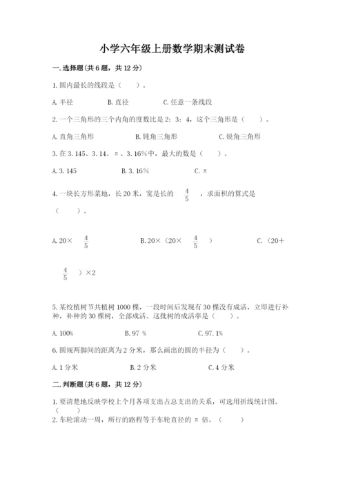 小学六年级上册数学期末测试卷附参考答案【能力提升】.docx