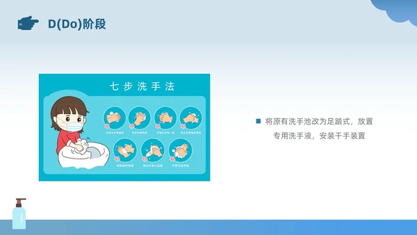 蓝色插画风简约风手卫生持续改进PDCA医务人员医疗培训PPT