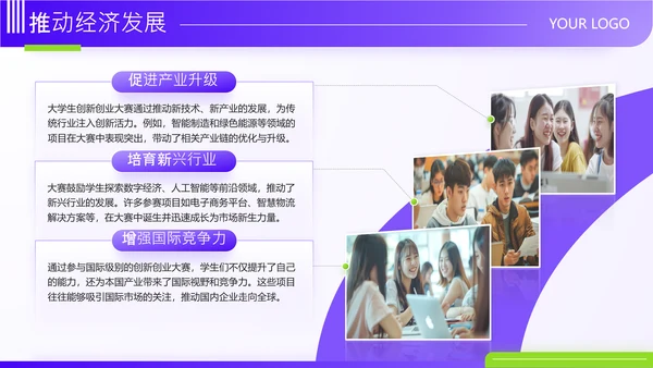 紫色商务风大学生创新创业大赛PPT