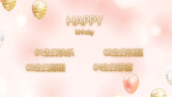 粉色18岁成人礼生日快乐动态PPT模板
