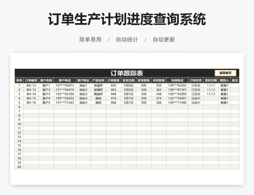 订单生产计划进度查询系统