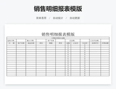 销售明细报表模版