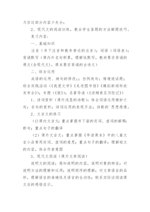 初一语文下册期末复习计划.docx