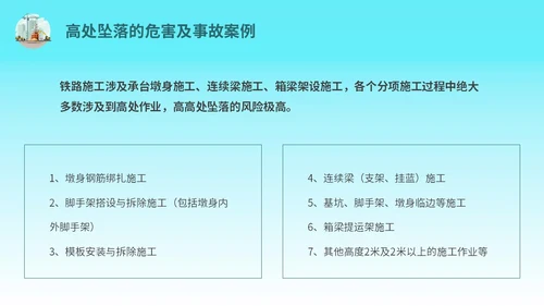 蓝色简约插画高处作业安全防护培训主题PPT模板安全培训