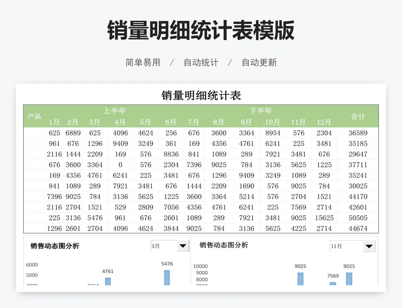 销量明细统计表模版