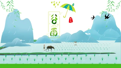 唯美春天谷雨二十四节气春暖花开春游PPT模板