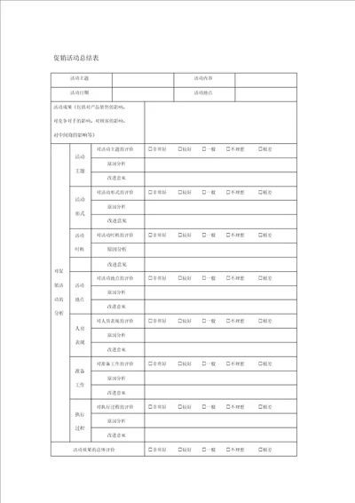 促销活动总结表