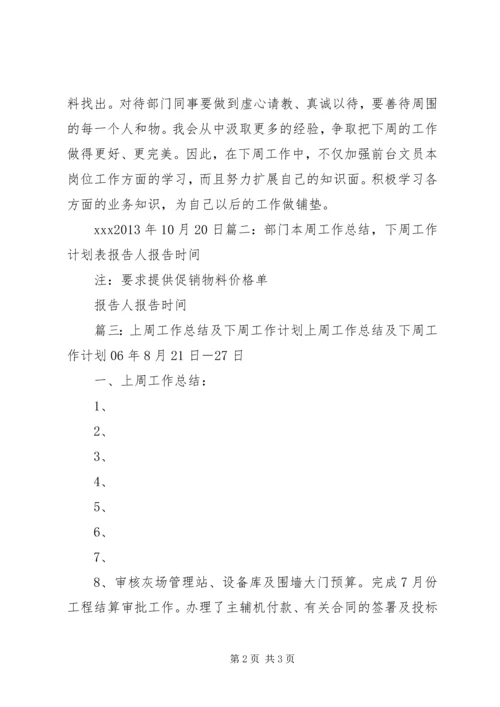 本周工作总结及下周工作计划表.docx