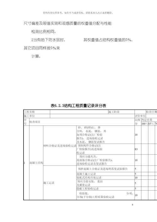 建筑工程施工质量评价标准评价表模板.docx