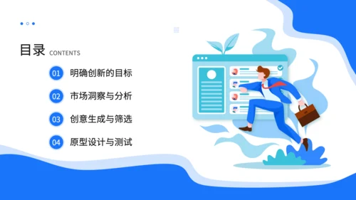 蓝色插画风研究报告产品创新七步法详解PPT