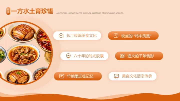 橙色传统美食文化介绍PPT模板