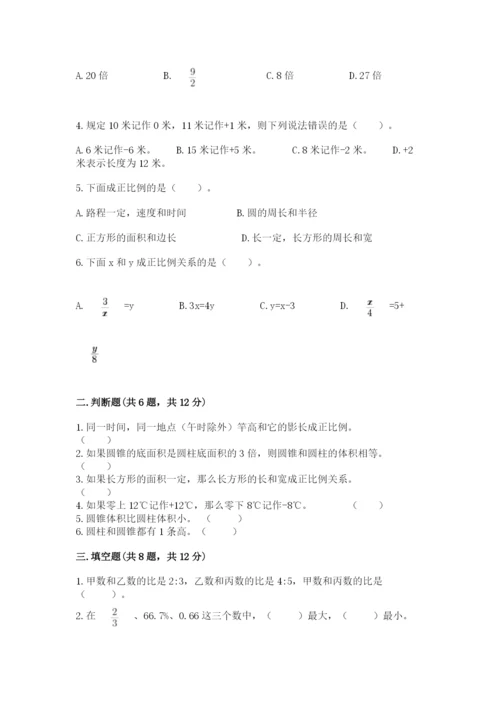 冀州市六年级下册数学期末测试卷必考题.docx
