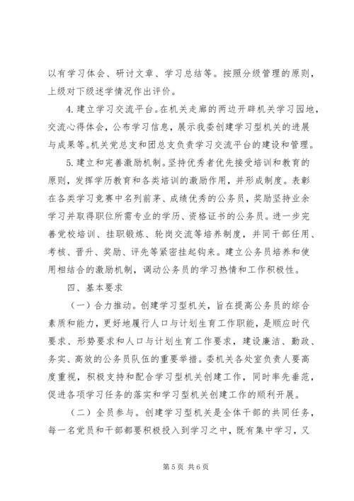 市人口计生委党委关于创建学习性机关的实施意见 (4).docx