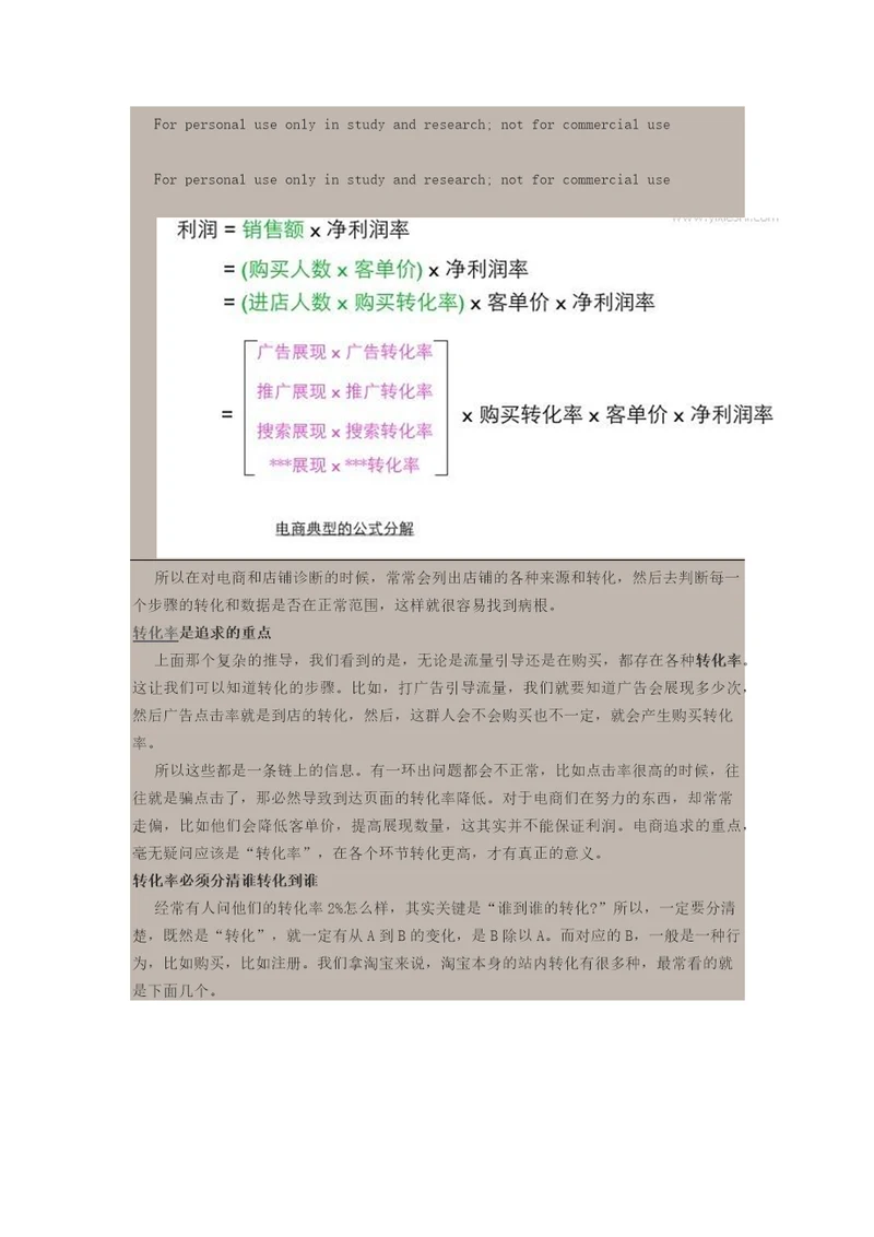 淘宝开店运用数据公式解析转化率