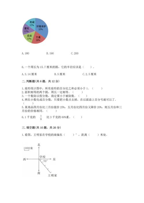 2022六年级上册数学期末测试卷（易错题）.docx
