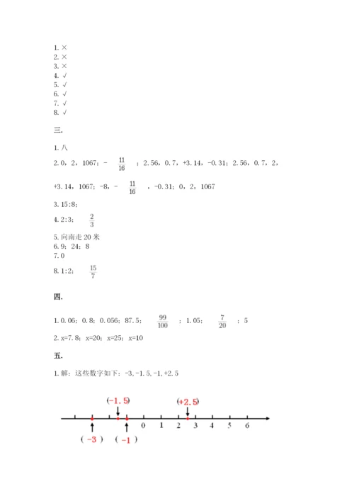 小学六年级下册数学摸底考试题精品（能力提升）.docx