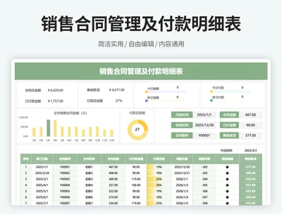 销售合同管理及付款明细表