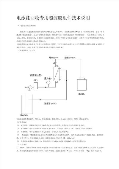 电泳漆回收专用超滤膜组件技术说明