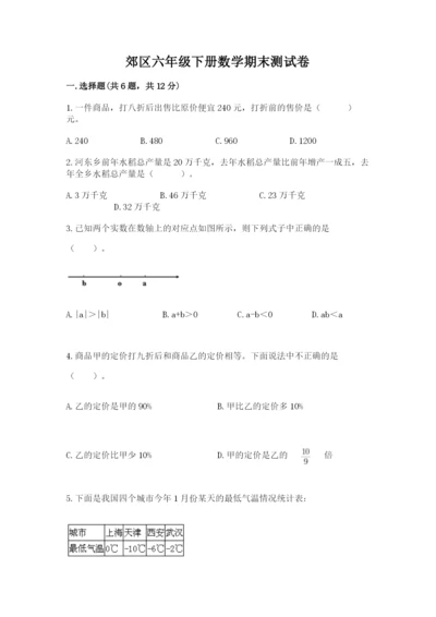 郊区六年级下册数学期末测试卷审定版.docx