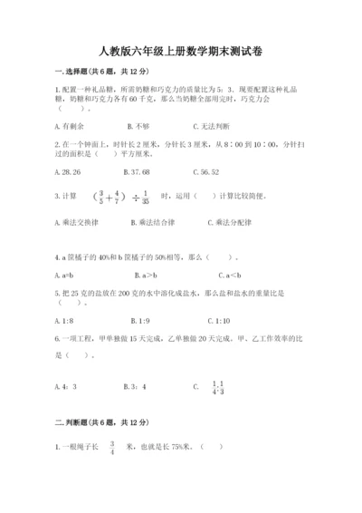 人教版六年级上册数学期末测试卷精品【达标题】.docx
