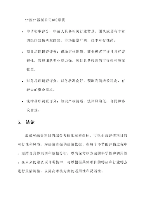 融资项目考核方案