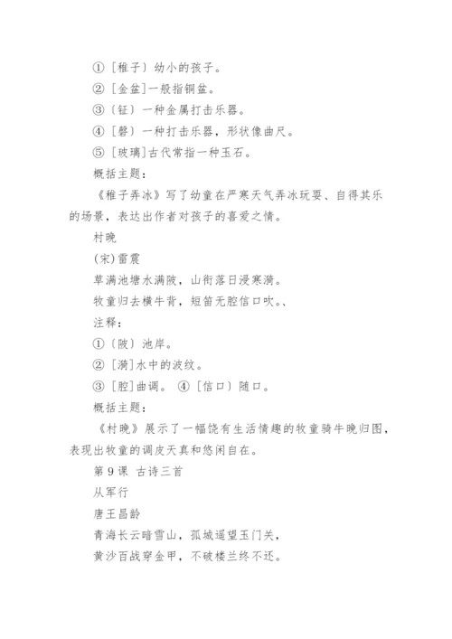 五年级语文下册古诗文复习重点(部编版).docx