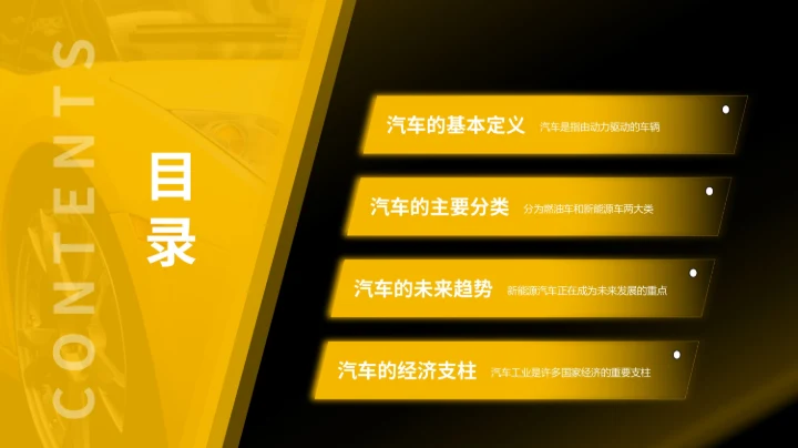 黄色科技风汽车商业计划书PPT模板