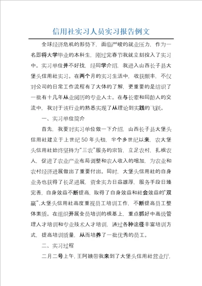 信用社实习人员实习报告例文